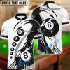 BlueJose Billiards Classic 8-Ball Black & White Personalized Name Shirt (4 Colors)