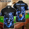 BlueJose Billiards 8 Ball 9 Ball Flame American Flag Skull Customized Name, Team Name 3D Shirt (4 Colors)