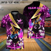 BlueJose Bowling And Pins Royal Flames Customized Name, Team Name 3D Shirt (4 Colors)