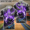 BlueJose Fire Gray Bowling and Pins Personalized Name Team Name 3D Shirt