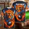 BlueJose Billiards 8 Ball Wings Fiery Tiger Personalized Name, Team Name Unisex Shirt (4 Colors)