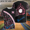BlueJose Black Pink Bowling Pattern Premium Customized Name 3D Shirt For Women
