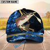 BlueJose Fishing Blue Ocean Wave & Gold Geometric Personalized Cap (12 Breeds)