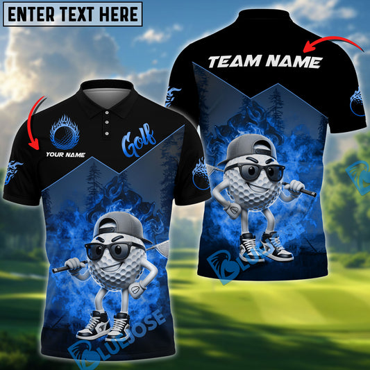 BlueJose Golf Funny Ball Multicolor Customized Name, Team Name 3D Shirts (4 Colors)