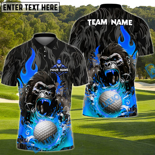 BlueJose Flaming Gorilla Golf Polo Shirt, Customized Name, Team Name 3D Shirts (4 Colors)