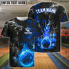 BlueJose Bowling And Pins Flame Wolf Multicolor Customized Name 3D Shirt (4 Colors)