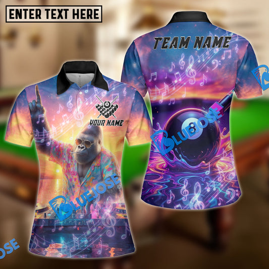 BlueJose Billiards DJ Gorilla 8 Ball Pool Music Sunset Personalized Shirt