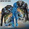 Bluejose Bass Fishing Sparkling Water Smoke Pattern Design Custom Name & Team Name 3D Shirts