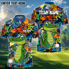 BlueJose Graffiti Gator Golf Polo Shirt, Customized Name & Team Name 3D Shirts (4 Colors)