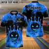 BlueJose Bowling And Pins Flaming Evil Ball Customized Name, Team Name 3D Shirt (4 Colors)