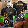 BlueJose Billiards 8 Ball Flame Luxury Personalized Name, Team Name Unisex Shirt (4 Colors)