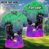 BlueJose Flaming Swing Eagle Golf Shirt, Customized Name & Team Name 3D Shirts (4 Colors)