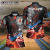 BlueJose Bowling And Pins Volcano Lava Explosion Lightning Customized Name, Team Name 3D Shirt (4 Colors)