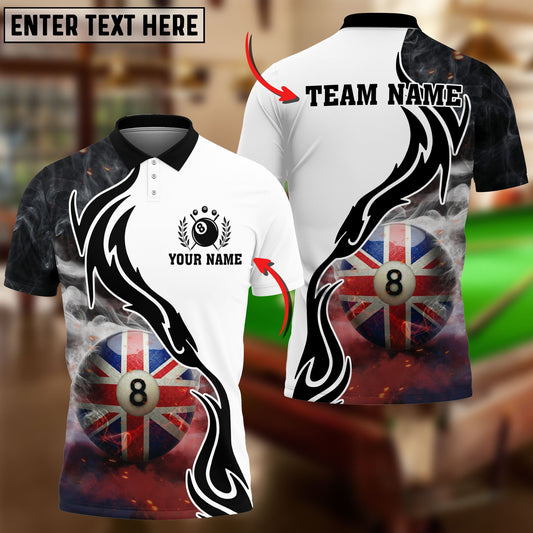 BlueJose Billiards 8 Ball United Kingdom Flag Smoke Personalized Shirt