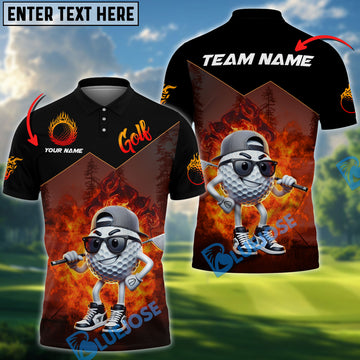 BlueJose Golf Funny Ball Multicolor Customized Name, Team Name 3D Shirts (4 Colors)
