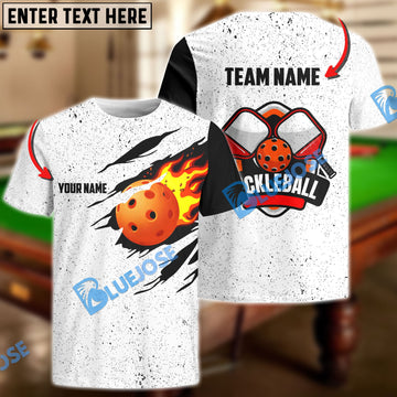 BlueJose Pickleball White Black Personalized Name, Team Name Unisex Shirt