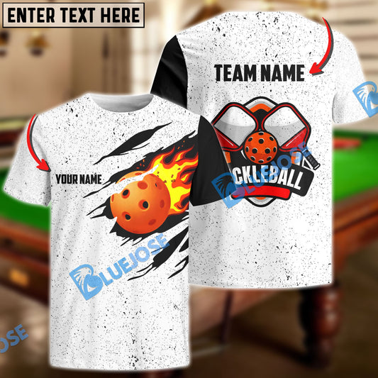 BlueJose Pickleball White Black Personalized Name, Team Name Unisex Shirt
