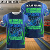 BlueJose Neon Bowling Quote Shirt ‚Äì "Top Secret" Customized Name, Team Name 3D Shirt (4 Colors)