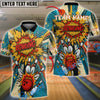 BlueJose Bowling And Pins Comic Explosion Customized Name, Team Name 3D Shirt (4 Colors)