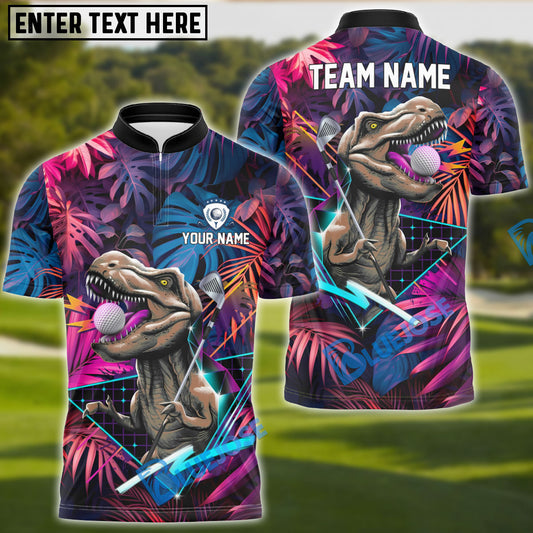 BlueJose Jurassic Swing Golf Polo Shirt, Custom Name & Team Name Golf 3D Shirts