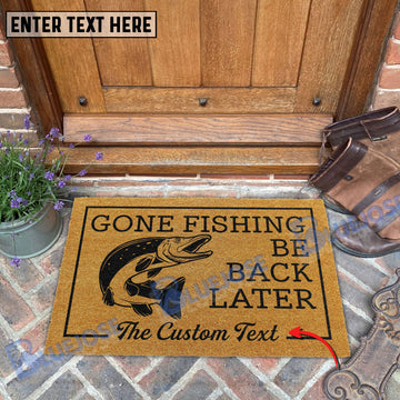 BlueJose Gone Fishing Be Back Later Pike Fishing Custom Name Coir Doormat