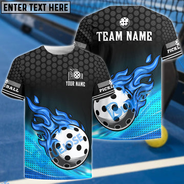 BlueJose Pickleball Fire Dot Personalized Name, Team Name Unisex Shirt (4 Colors)
