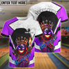 BlueJose Bowling And Pins Crown Flame Ball Black Smoke Design Customized Name, Team Name 3D Shirt (4 Colors)