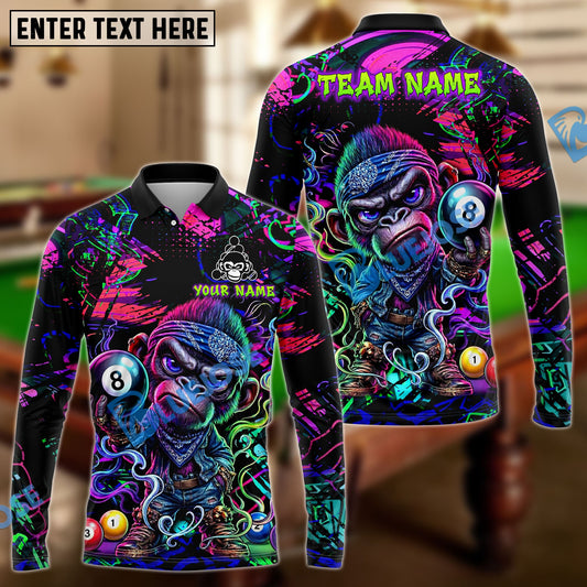 BlueJose Billiards Angry Monkey Pool 8 Ball Neon Graffiti Personalized Shirt