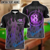BlueJose Billiards Ball 8 Burning Fire Flame Personalized Name, Team Name Unisex Shirt (4 Colors)