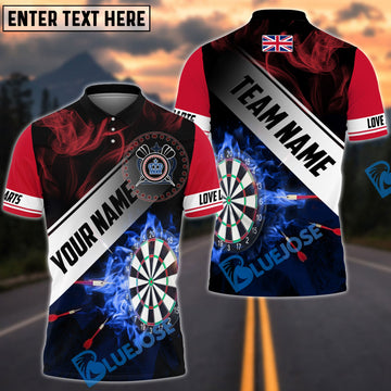 BlueJose Darts United Kingdom Flag Personalized Name, Team Name Shirt