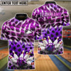 BlueJose Bowling & Pins Colorful Fur Texture Design Customized Name, Team Name 3D Shirt (4 Colors)