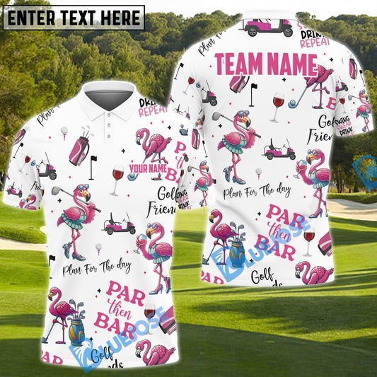 BlueJose Par Then Bar Flamingo Golf Shirt, Custom Name & Team Name 3D Shirt