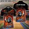 BlueJose Bowling Ball & Pins Fire Funny Bowling Ball Multicolor Options Personalized Name, Team Name 3D Shirt (4 Colors)