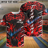 BlueJose Bowling & Pins Dark Flame Bowling Strike Style Customized Name, Team Name 3D Shirt (4 Colors)