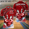 BlueJose Bowling And Pins Super Strong Throw Customized Name Shirt For Kids(4 Colors)