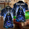 BlueJose Billiards 8 Ball Thunder Grim Reaper Personalized Name Shirt (4 Colors)