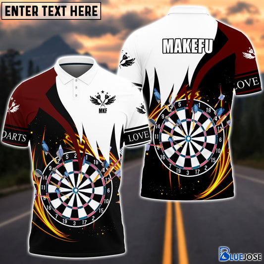 BlueJose Darts Maroon & White Personalized Name Shirt