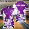 BlueJose Bowling And Pins Shine Lightning Strike Customized Name, Team Name 3D Shirt (4 Colors)