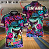 BlueJose Bowling And Pins Cool Shark Graffiti Style Customized Name 3D Shirt (4 Colors)
