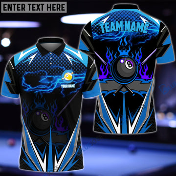 BlueJose Billiards 8 and 9 Ball Blue Fire Personalized Shirt
