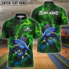 BlueJose Bowling And Pins Shark Storm Customized Name, Team Name 3D Shirt (4 Colors)