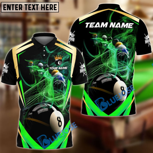 BlueJose Billiards 8-Ball Pool Smoke Trail Personalized Name, Team Name Unisex Shirt (4 Colors)