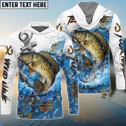 Bluejose Crappie Fishing Anchor Ocean Splash Design Name & Team Name 3D Shirts