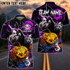BlueJose Darts Halloween Pumpkin Ghost Lightning Customized Name, Team Name 3D Shirt (4 Colors)
