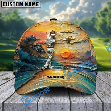 BlueJose Golf Is My Life Funny Golf Cap, Personalized Name Pattern 3D Classic Cap