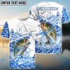 Bluejose Bass Fishing Blue Camouflage Compass Hook Design Pattern Custom Name & Team Name 3D Shirts