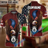 BlueJose Billiards 8 Ball American Eagle Flag Crack Personalized Name, Team Name Shirt (4 Colors)