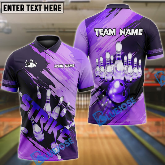 BlueJose Bowling And Pins Light Leon Strike Customized Name 3D Shirt (4 Colors)