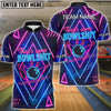 BlueJose Bowling And Pins Bowshit Neon Strike Customized Name, Team Name 3D Shirt (4 Colors)