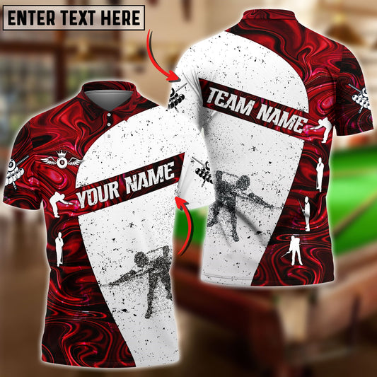 BlueJose Billiards Player Dust White Pattern Personalized Name & Team Name Shirt (4 Colors)